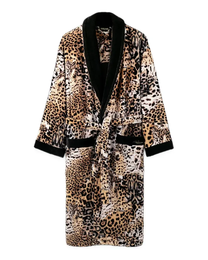 Roberto Cavalli Home jaguar skin-print bath robe - Nude Nude