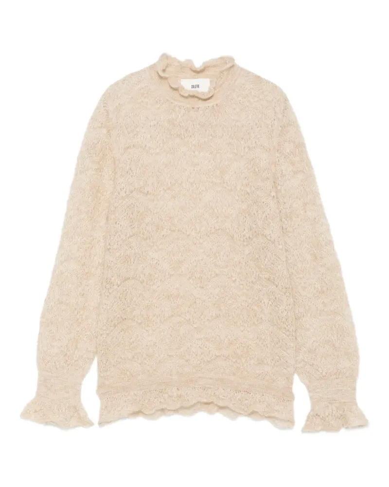 SOLOTRE Gerüschter Pullover aus Pointelle-Strick - Nude Nude
