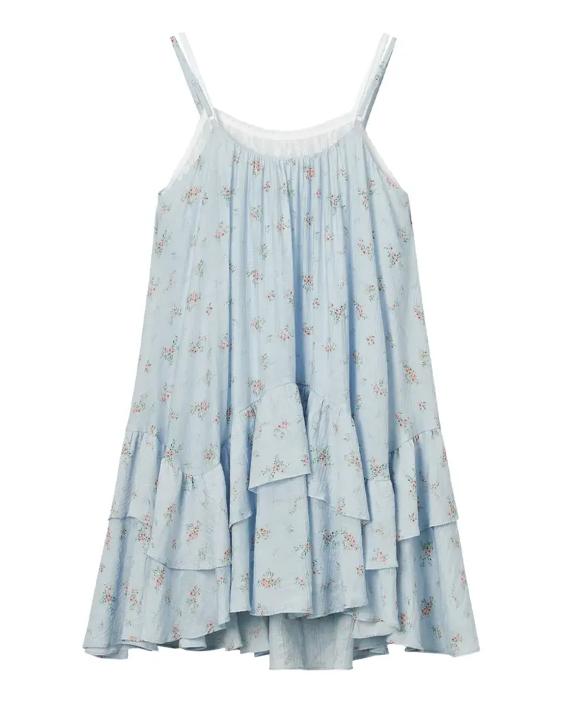 b+ab floral-print ruffled mini dress - Blau Blau