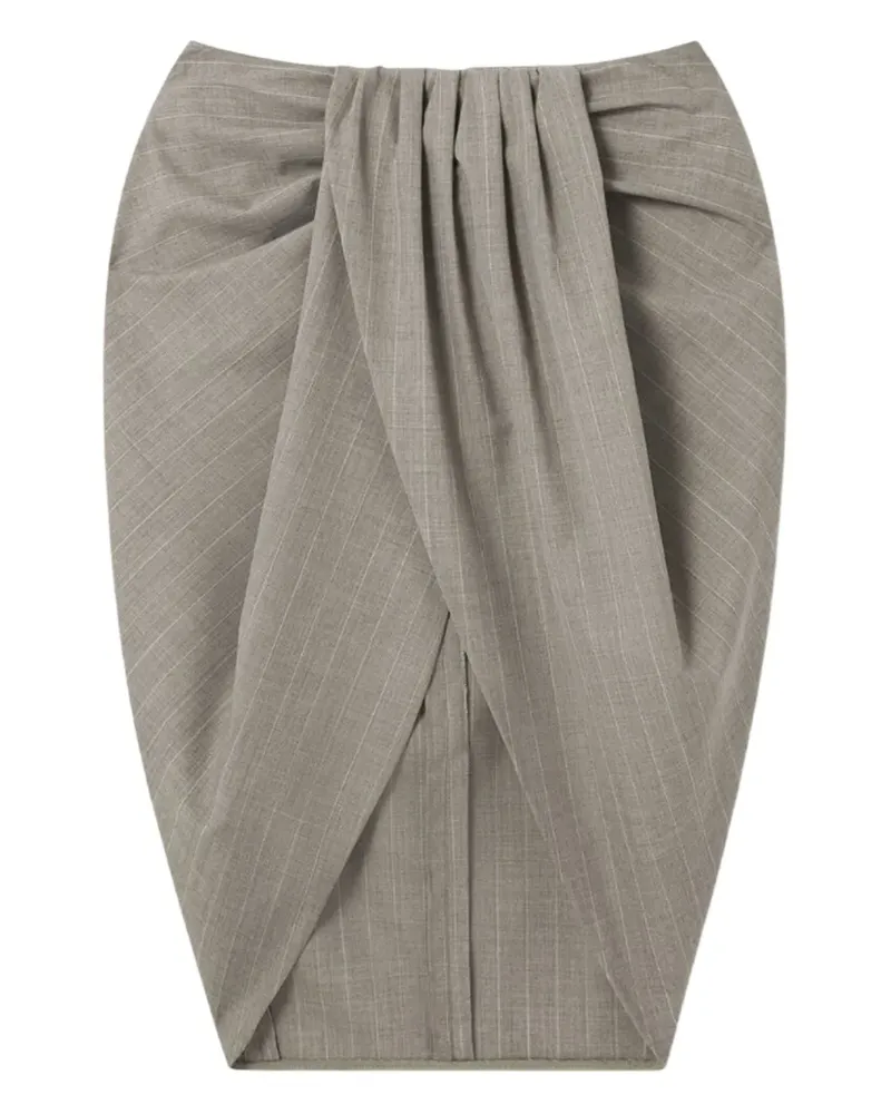 Stella McCartney Geraffter Midirock mit Nadelstreifen - Grau Grau