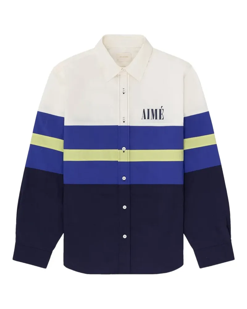 Aimé Leon Dore T-Shirt in Colour-Block-Optik - Blau Blau