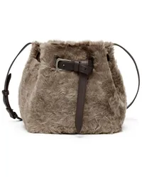 Brunello Cucinelli Shearling-Beuteltasche Blau