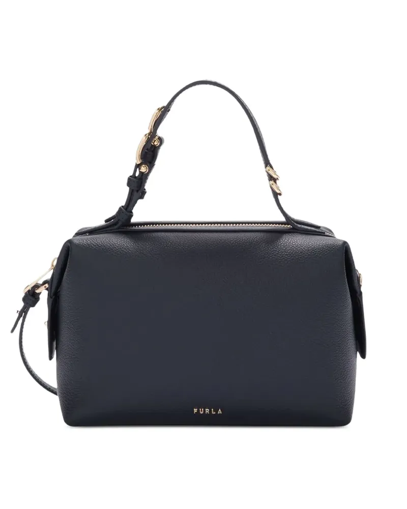 Furla Double Boston Tote Bag mit Reißverschluss - Schwarz Schwarz