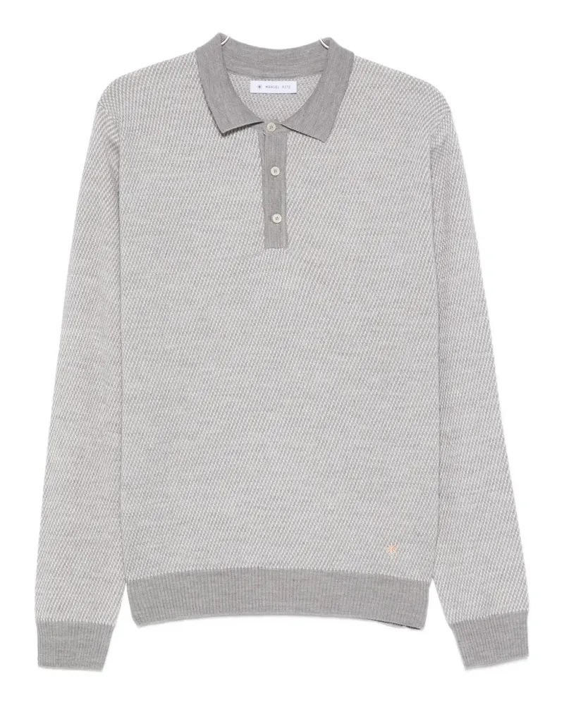 Manuel Ritz wool-blend jacquard polo shirt - Grau Grau