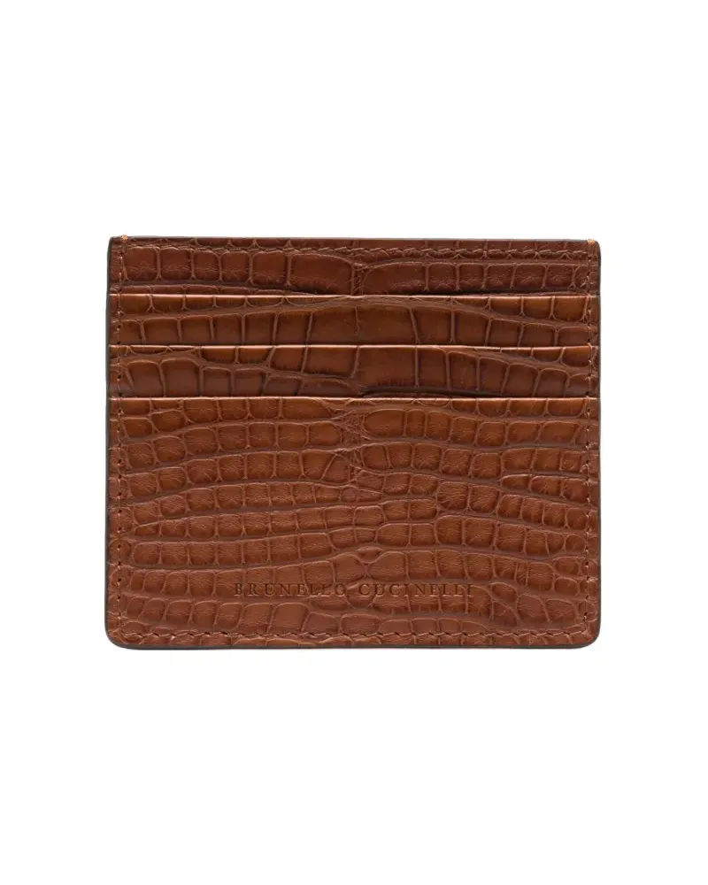 Brunello Cucinelli Kartenetui mit Kroko-Optik - Braun Braun