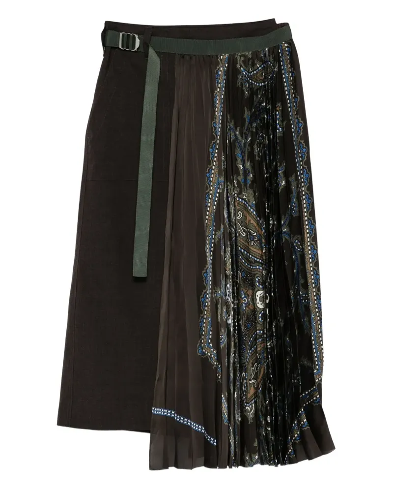 Sacai Midirock mit Paisley-Print - Braun Braun