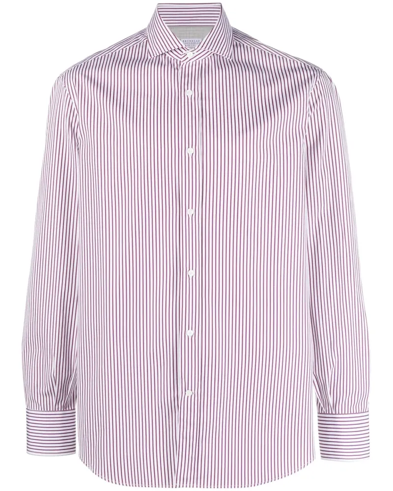 Brunello Cucinelli Gestreiftes Hemd - Weiß Weiß