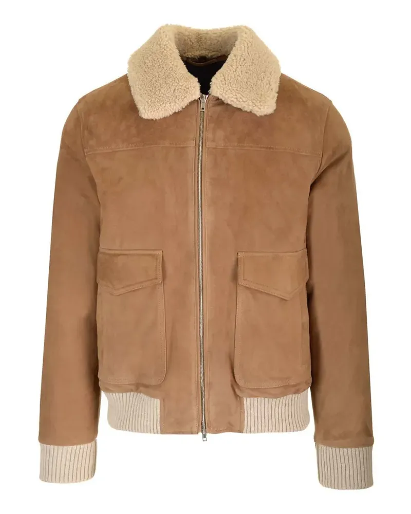 Al Duca D’Aosta 1902 suede bomber jacket - Braun Braun