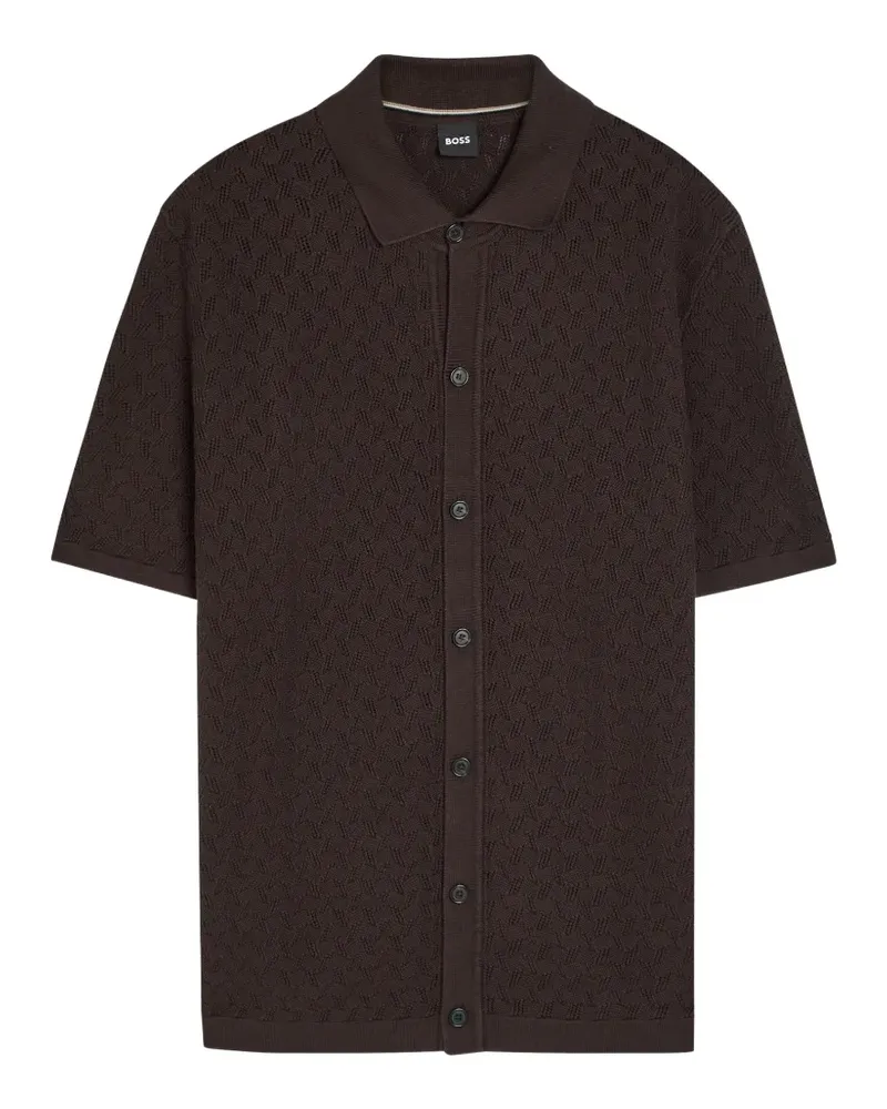 HUGO BOSS pointelle-knit button-down cardigan - Braun Braun