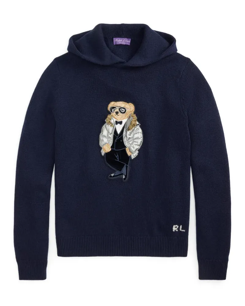 Ralph Lauren Hoodie aus Kaschmir mit Bären-Patch - Blau Blau