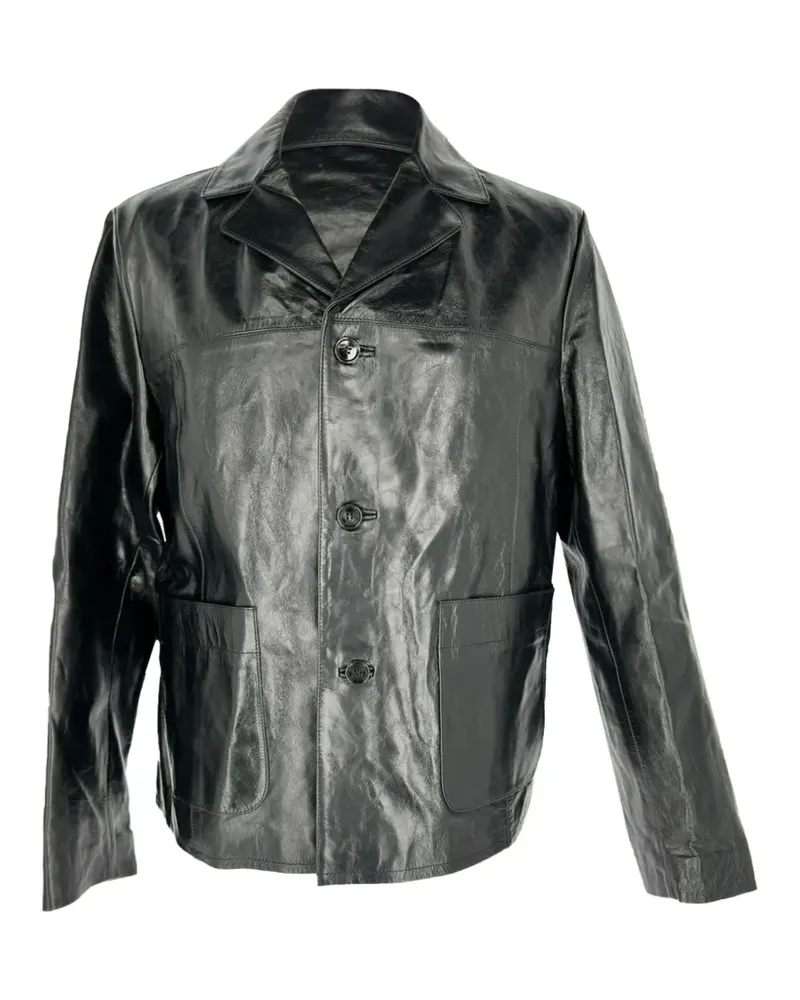 AMI Paris single-breasted leather blazer - Schwarz Schwarz