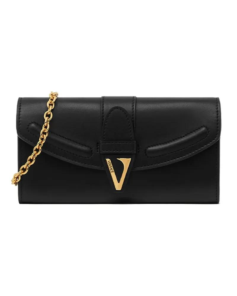 Versace VLogo Clutch mit Kettenriemen - Schwarz Schwarz