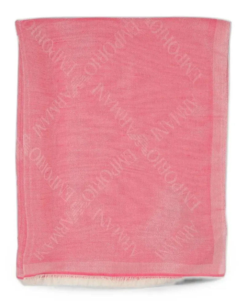 Emporio Armani logo-jacquard frayed-edge scarf - Rosa Rosa