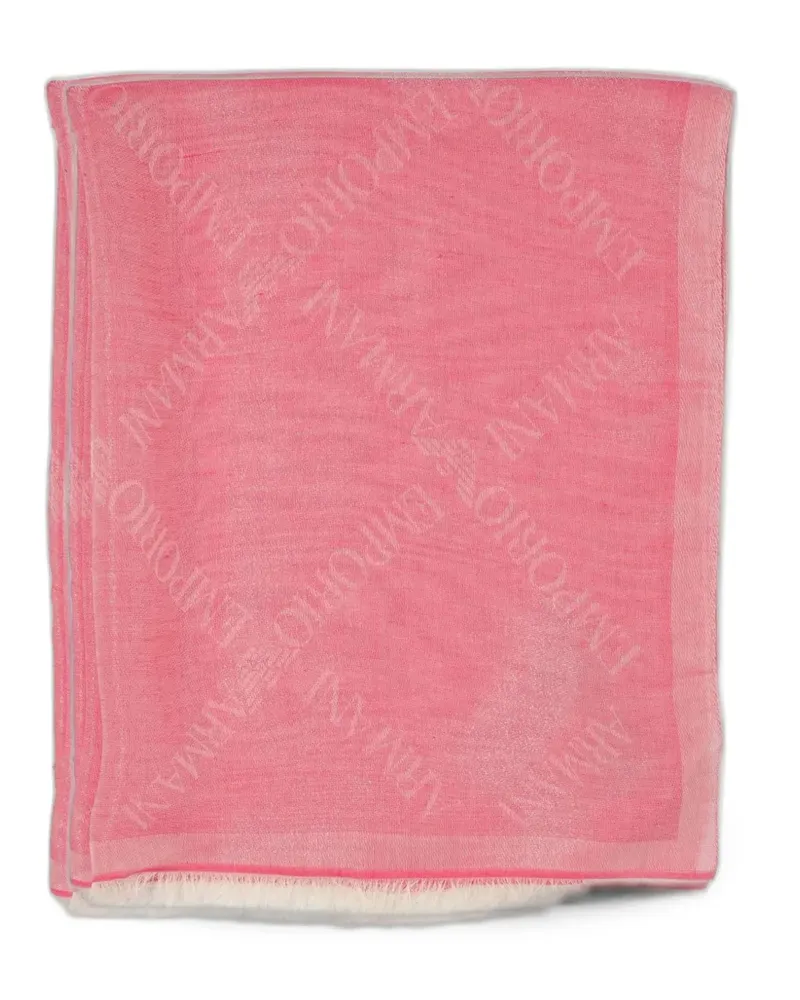 Emporio Armani Ausgefranster Schal mit Logo-Jacquard - Rosa Rosa