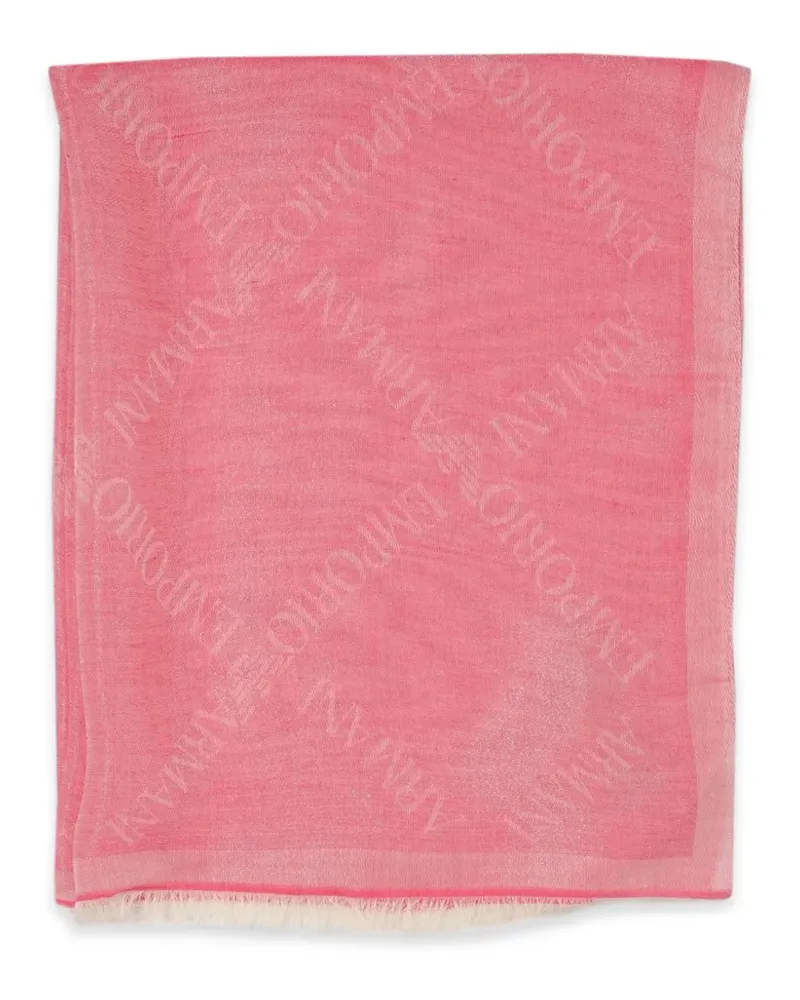 Emporio Armani Ausgefranster Schal mit Logo-Jacquard - Rosa Rosa