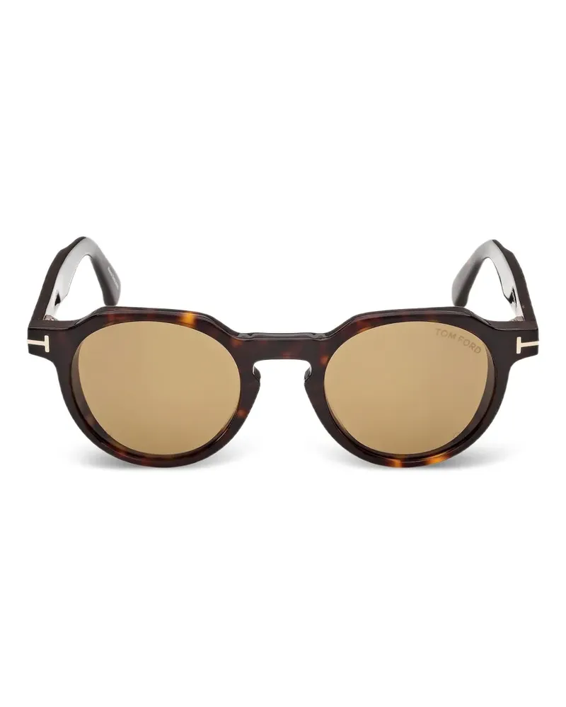 Tom Ford tortoiseshell-effect geometric-frame sunglasses - Braun Braun