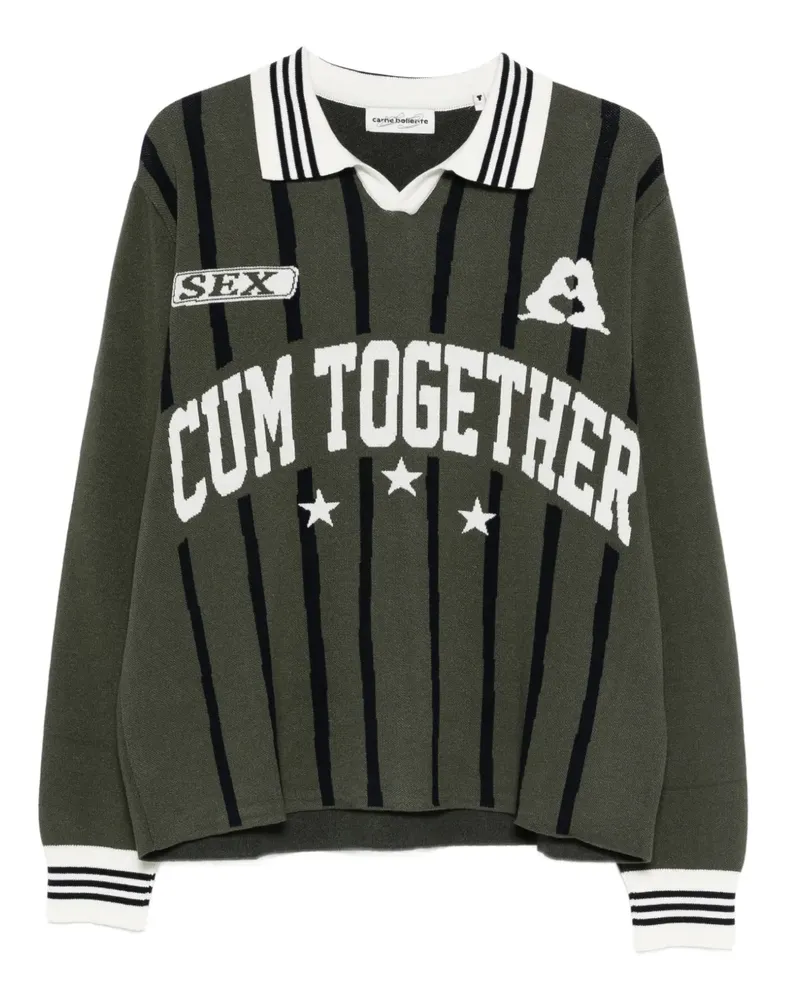 Carne Bollente Pullover mit gestreiftem Kragen - Grün Grün