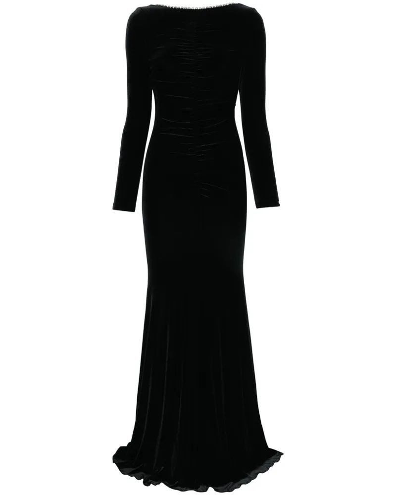 NISSA Rückenfreies Maxikleid aus Samt - Schwarz Schwarz