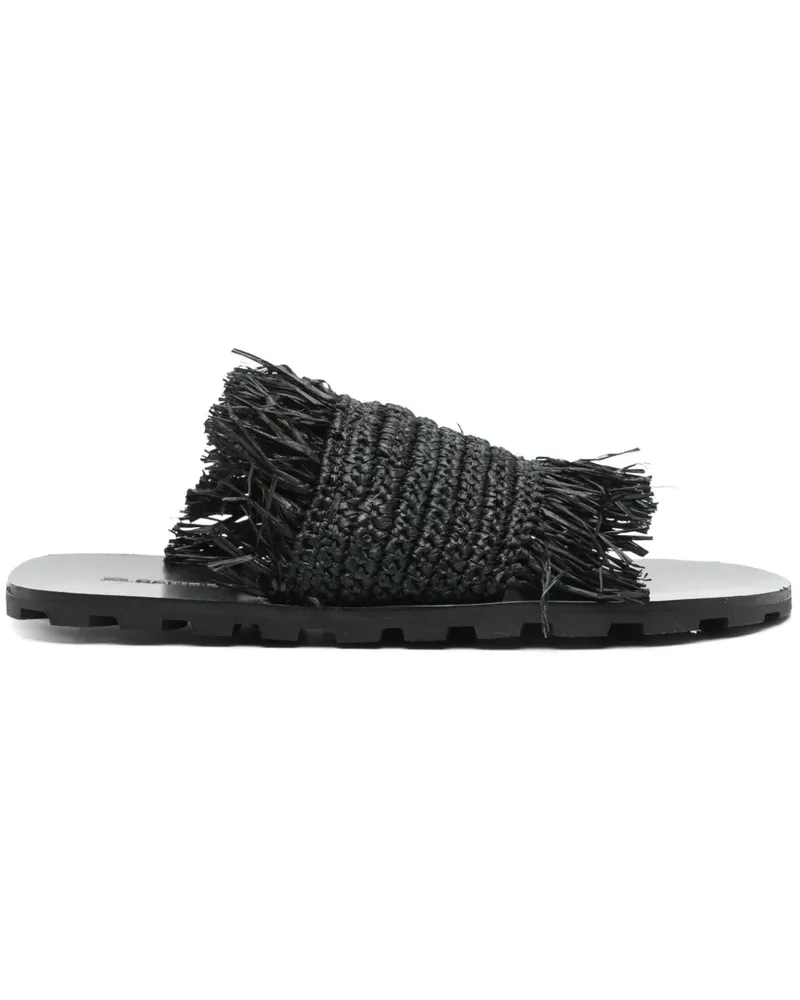 Jil Sander Sandalen aus Raffiabast - Schwarz Schwarz