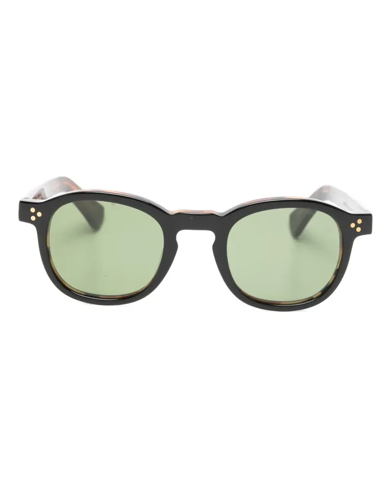 Lesca Iota Sonnenbrille mit rundem Gestell - Schwarz Schwarz