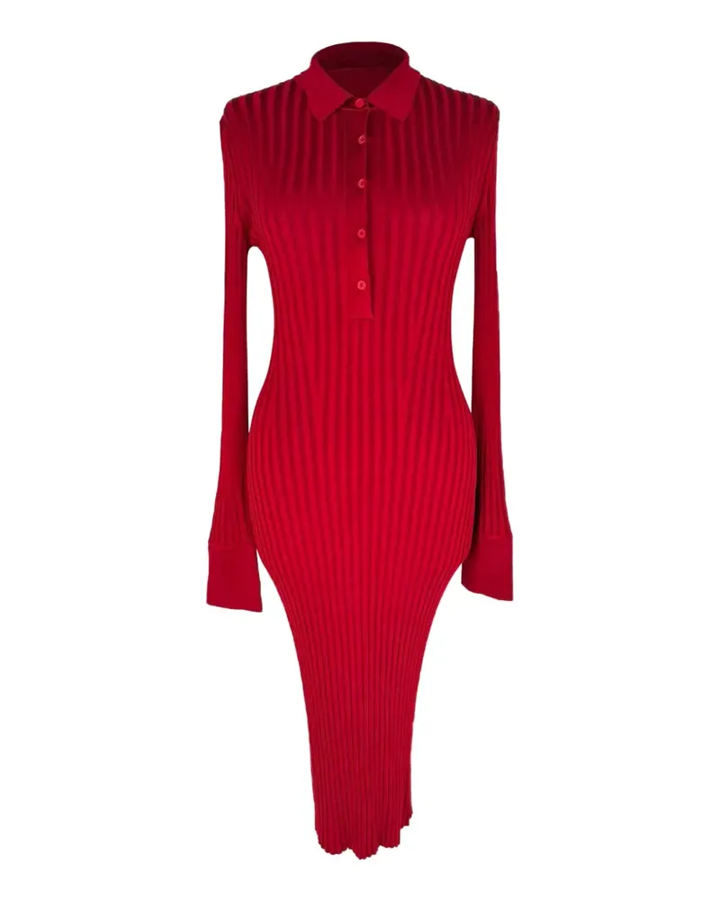 GALVAN Midikleid aus geripptem Strick - Rot Rot
