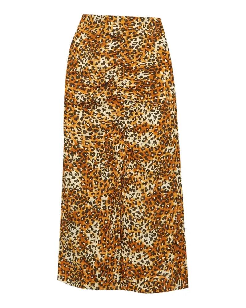 Maje Geraffter Lulù Midirock mit Leopardenprint - Nude Nude