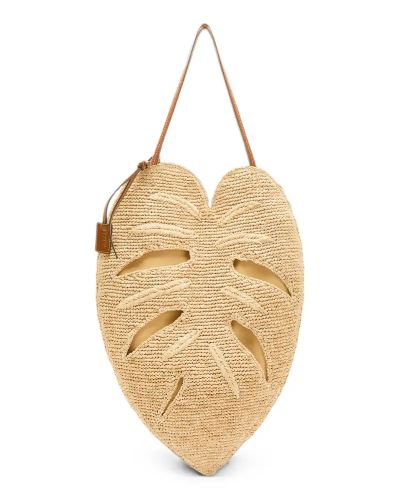 STAUD Großer Palm Tote Bag in Blattform - Nude Nude