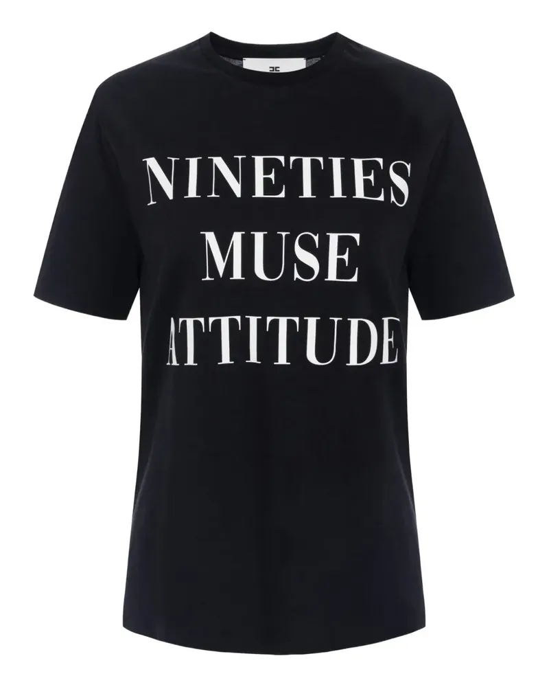 Elisabetta Franchi T-Shirt mit Slogan-Print - Schwarz Schwarz