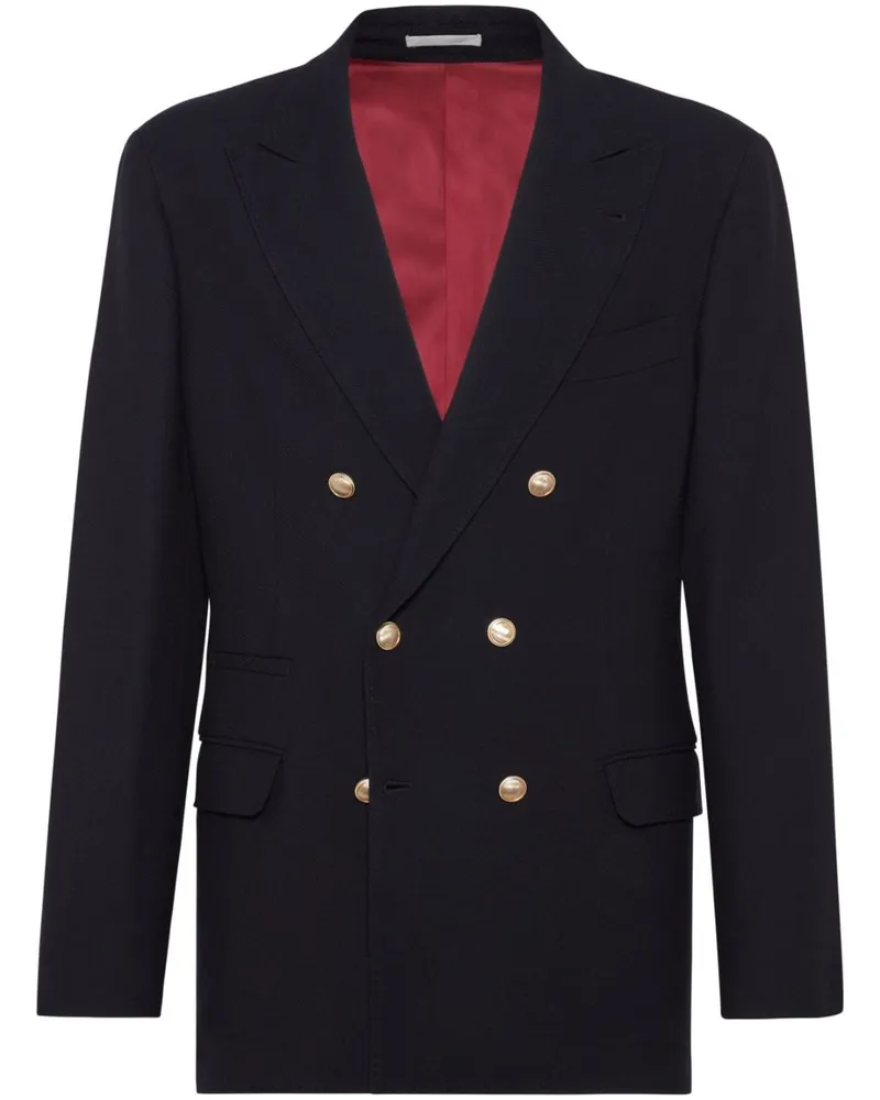 Brunello Cucinelli Doppelreihiger Blazer - Blau Blau