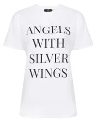 Elisabetta Franchi T-Shirt mit Slogan-Print Weiß