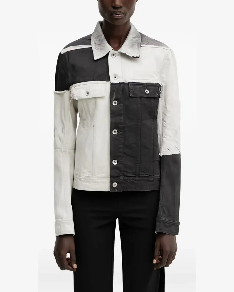 DRKSHDW by Rick Owens Ungesäumte Trucker Patchwork-Jacke - Weiß Weiß