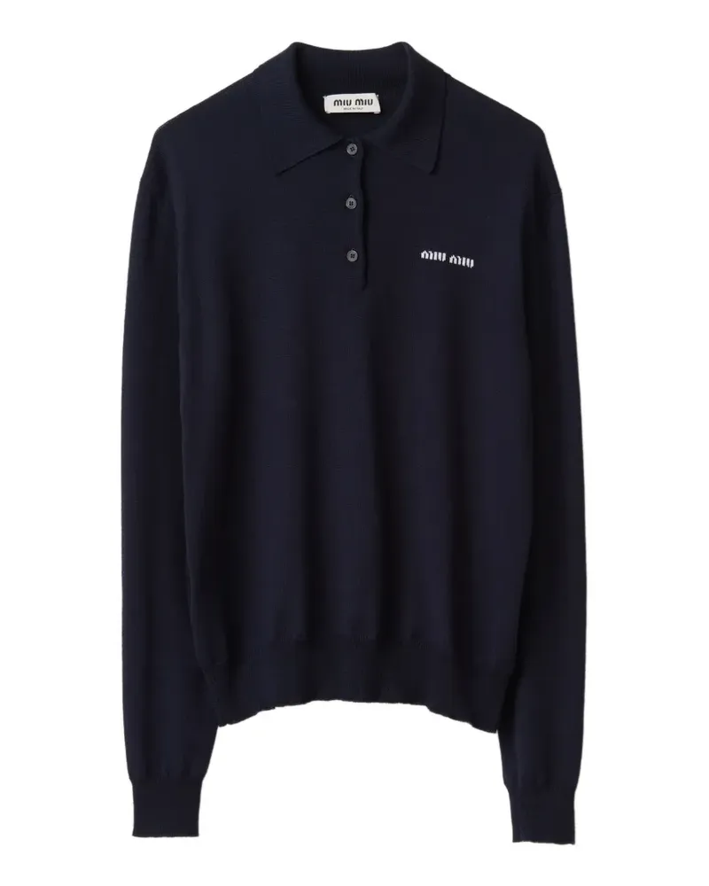 Miu Miu Gestricktes Poloshirt - Blau Blau