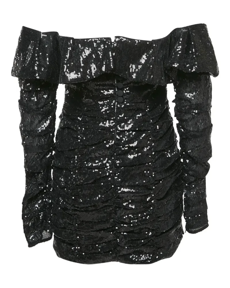ATTICO Paillettenkleid mit Rüschen - Schwarz Schwarz