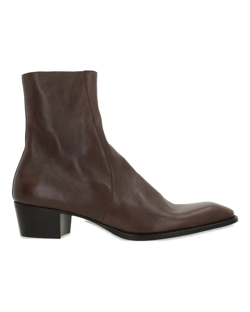 Saint Laurent zip leather boots - Braun Braun