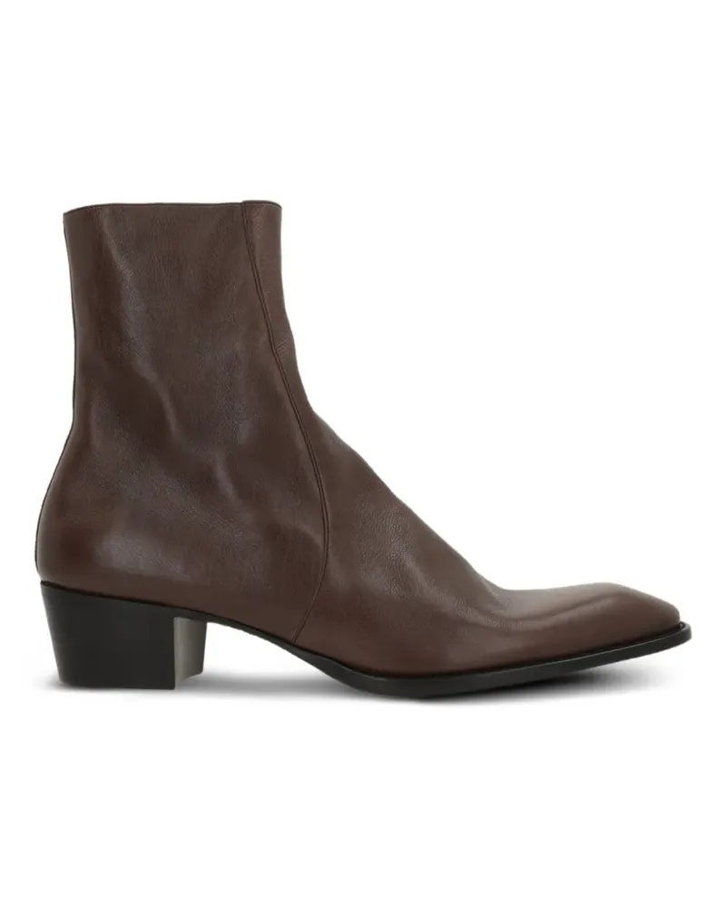 Saint Laurent zip leather boots - Braun Braun