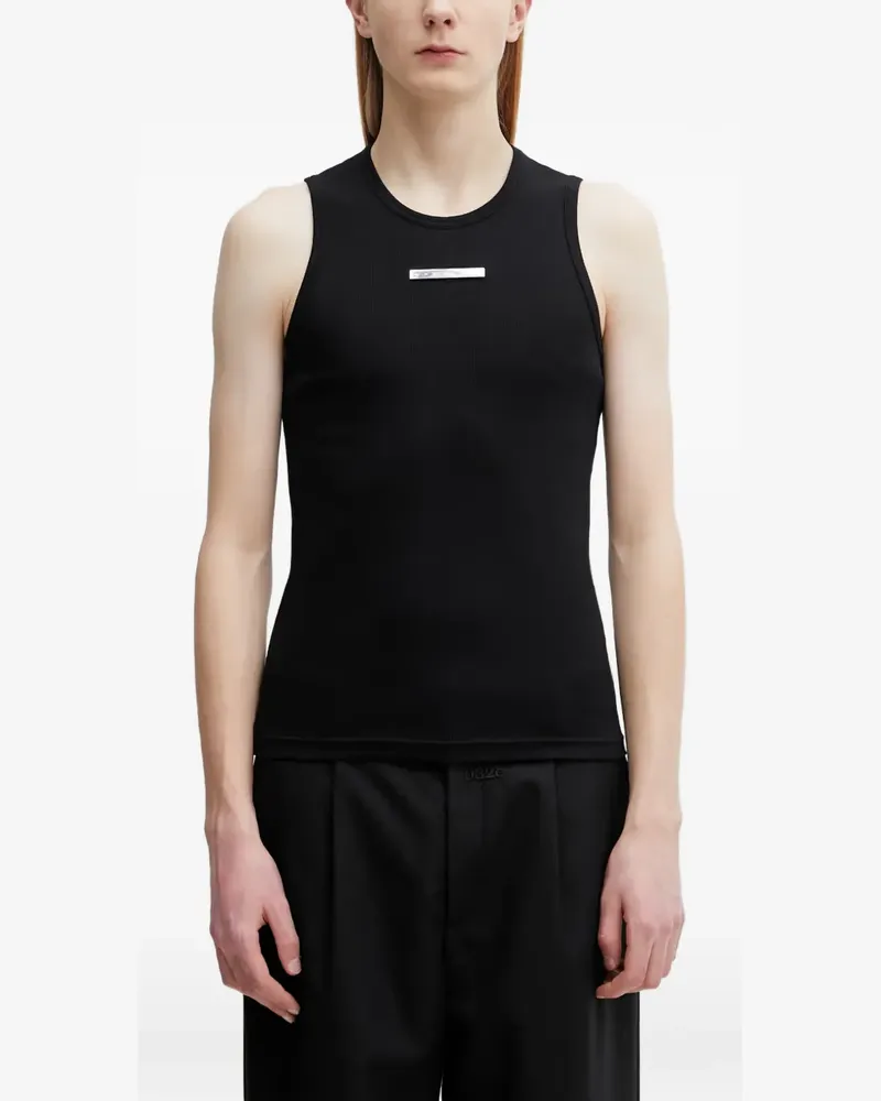Heliot Emil logo-plaque ribbed vest - Schwarz Schwarz