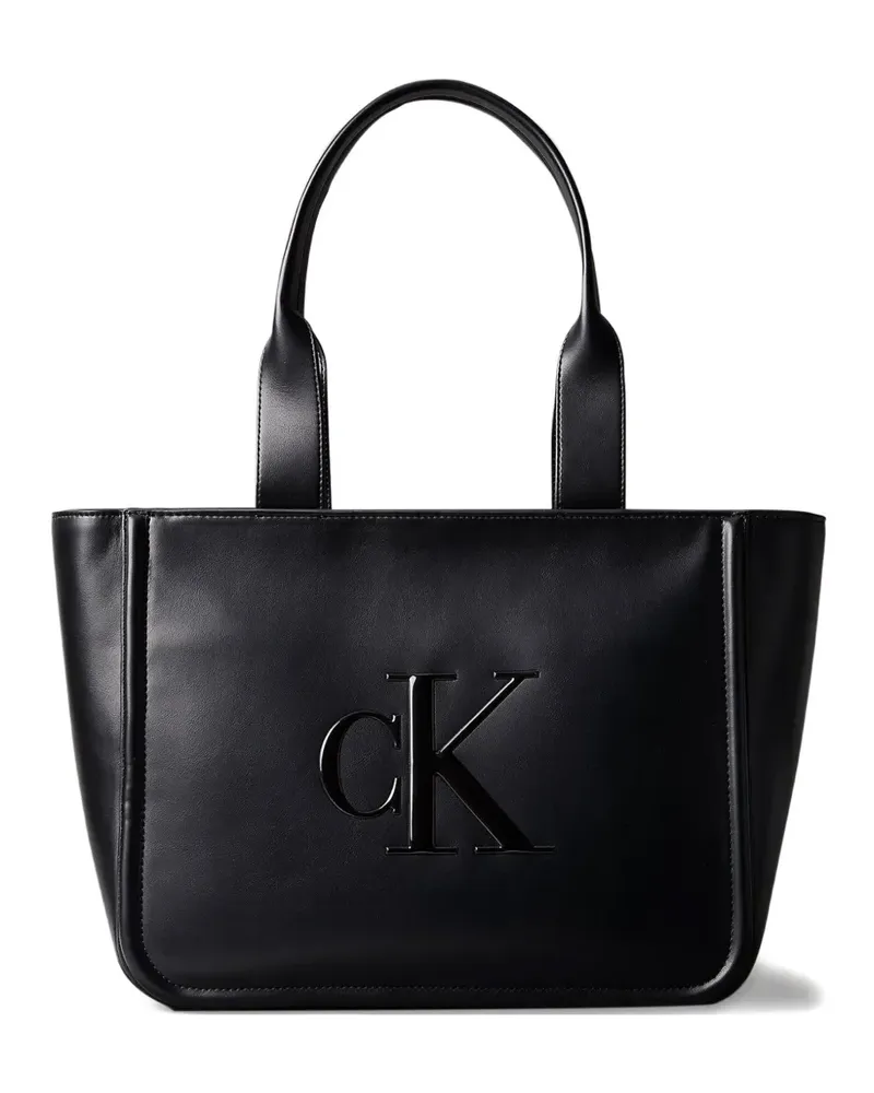 Calvin Klein logo-embossed tote bag - UB1 BLACK Ub1