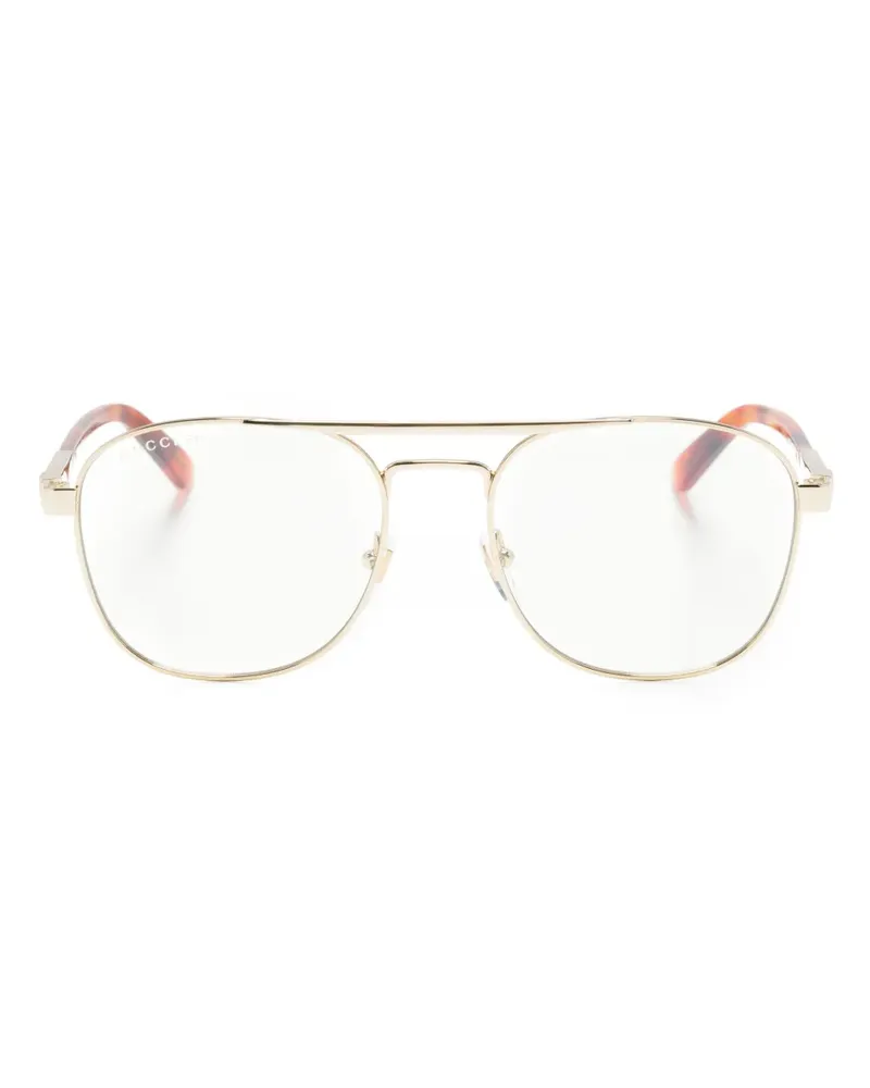 Gucci Pilotenbrille mit Logo-Schild - Gold Gold