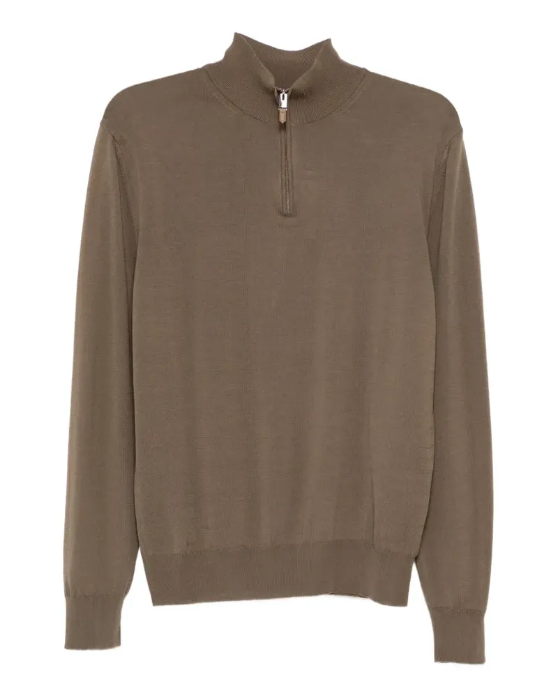 Canali stand-collar zip-up sweater - Braun Braun