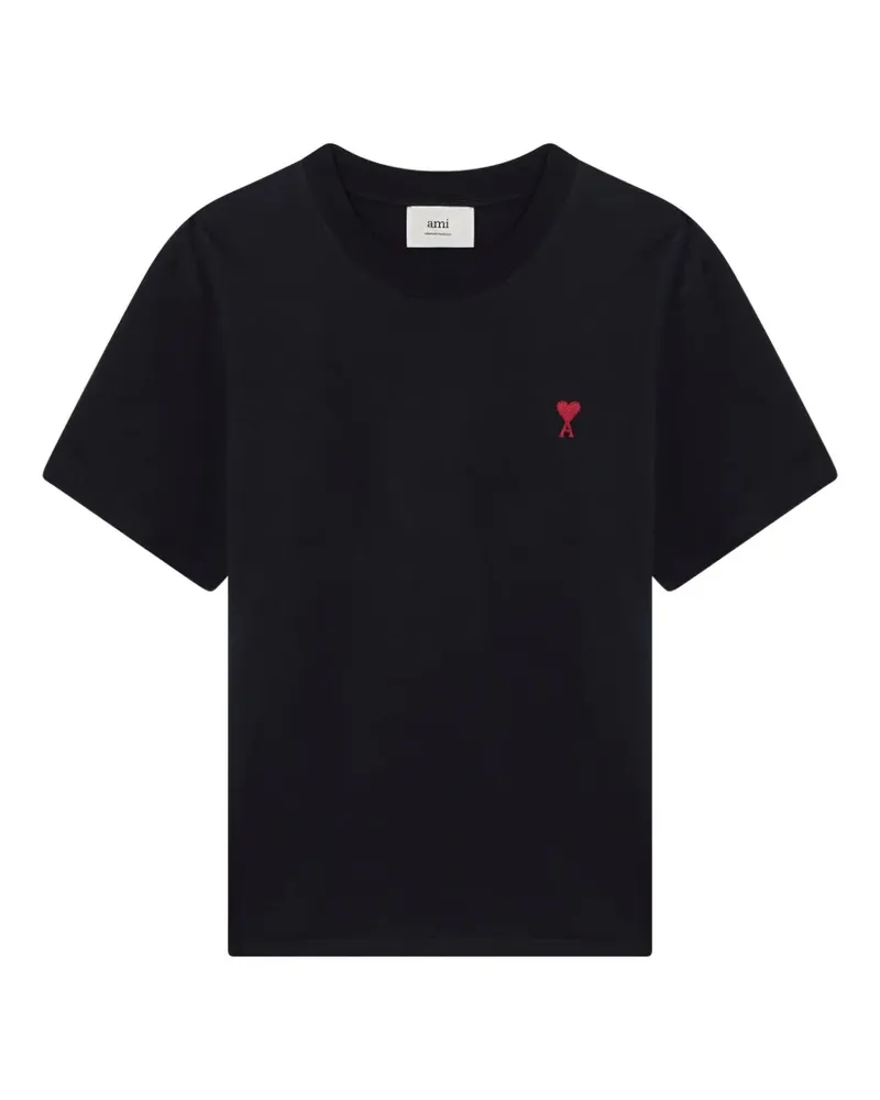AMI Paris blue cotton T-shirt with Ami de Coeur - Schwarz Schwarz
