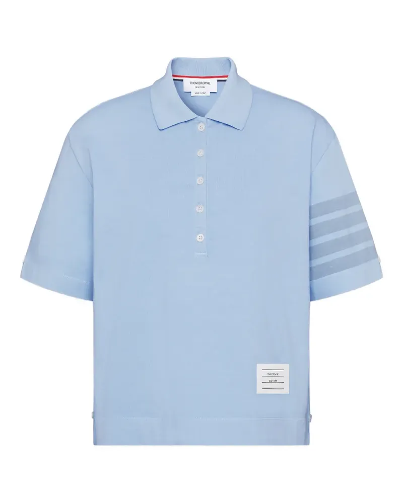 Thom Browne Jersey-Poloshirt mit Logo-Streifen - Blau Blau
