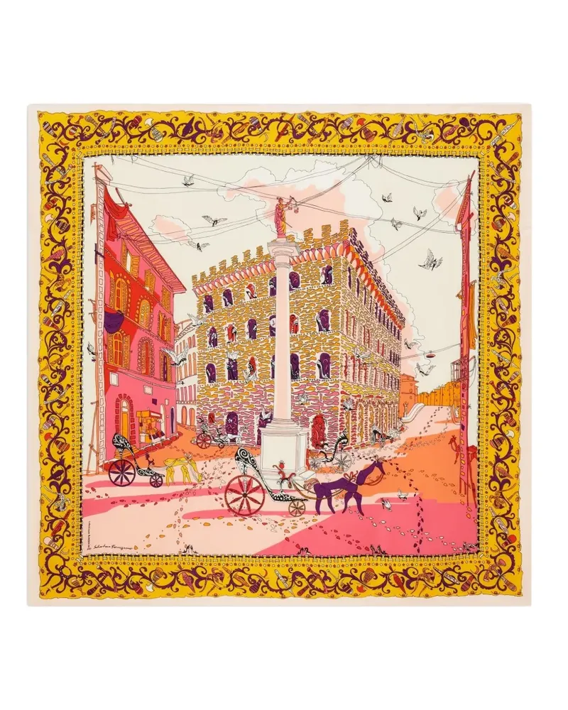 Ferragamo Palazzo Spini Feroni print silk scarf - Gelb Gelb