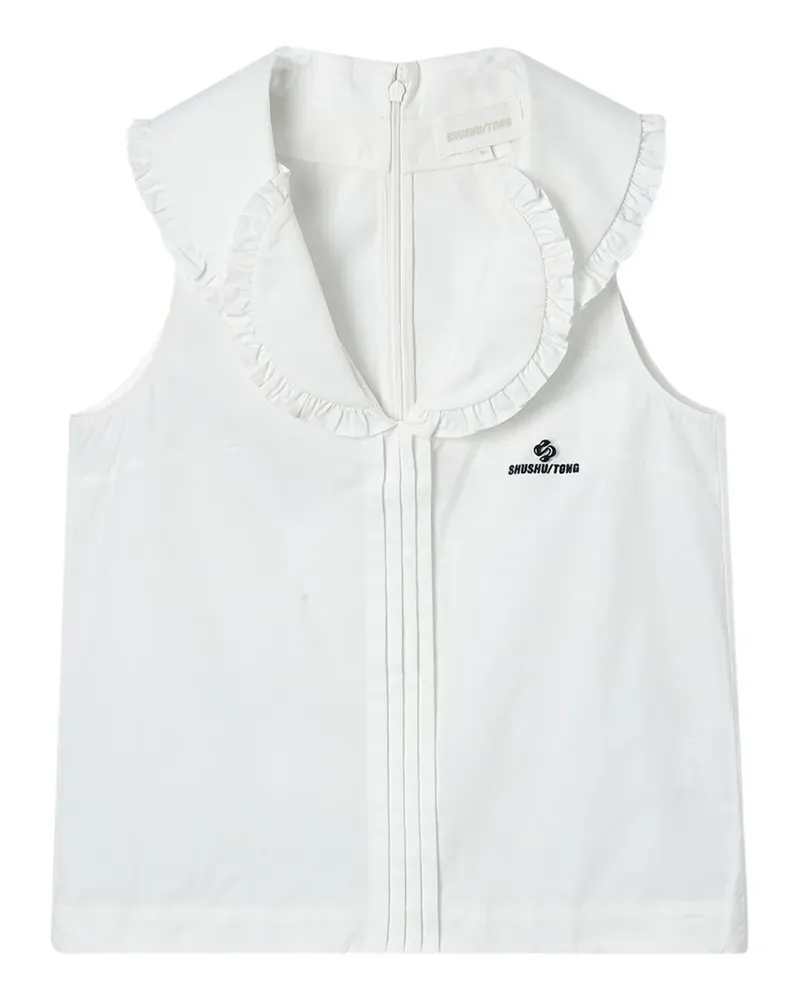 SHUSHU/TONG Top mit Rüschenkragen - Weiß Weiß