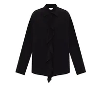 Seidenbluse mit Volants - Schwarz