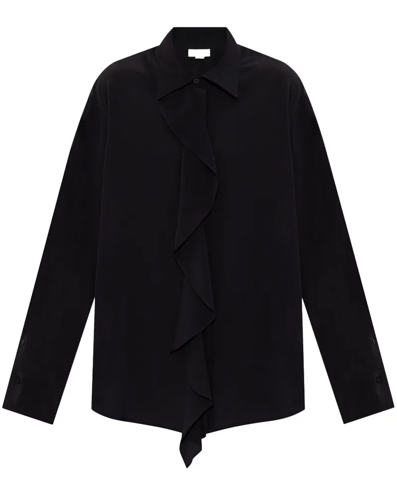 Victoria Beckham Seidenbluse mit Volants - Schwarz Schwarz