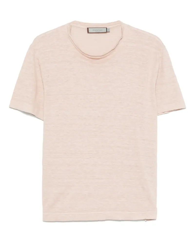 Canali T-Shirt aus Leinen - Nude Nude