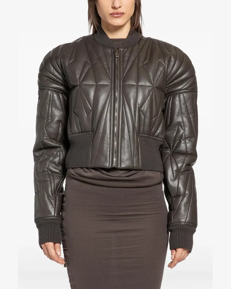 Rick Owens Geocamo quilted leather jacket - Braun Braun