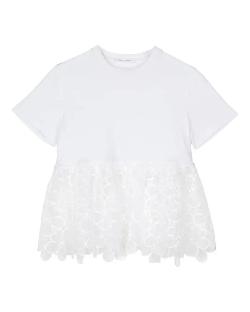 Cecilie Bahnsen Conni T-Shirt mit Spitzeneinsatz - Weiß Weiß
