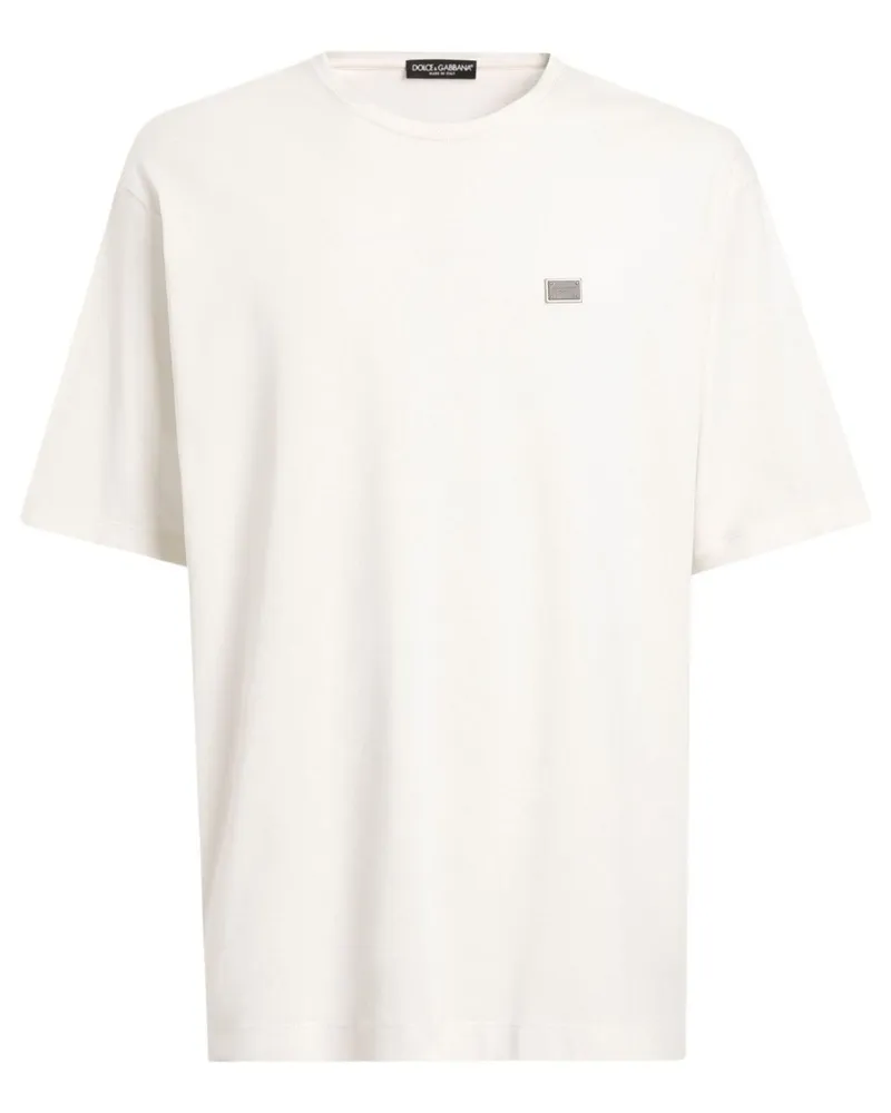 Dolce & Gabbana T-Shirt mit Logo-Schild - Weiß Weiß