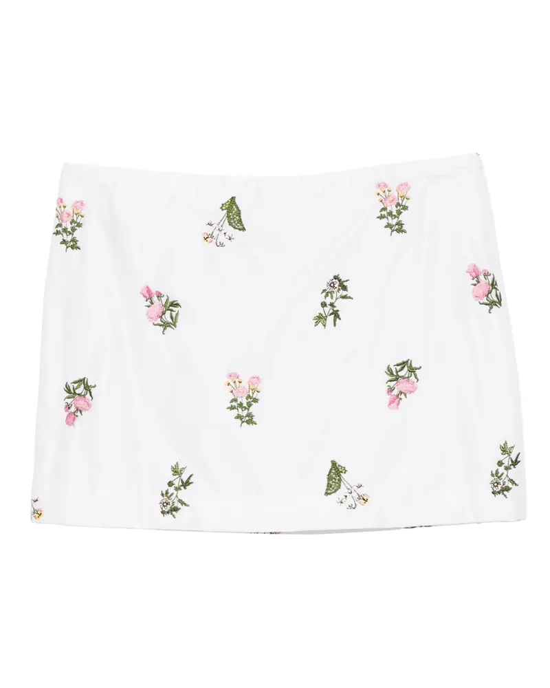 Cynthia Rowley Minirock mit Blumenstickerei - Weiß Weiß